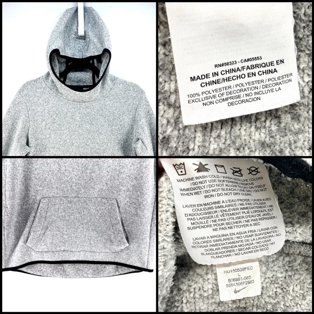 Nike Therma Fit Heather Gray Hoodie L Zip Pockets Athleisure Gorpcore Streetwear